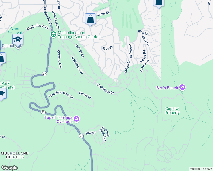 map of restaurants, bars, coffee shops, grocery stores, and more near 4110 Carrizal Road in Los Angeles