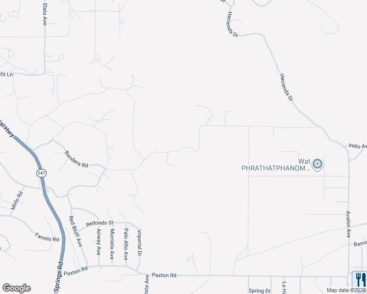 map of restaurants, bars, coffee shops, grocery stores, and more near Bandera Road in Yucca Valley
