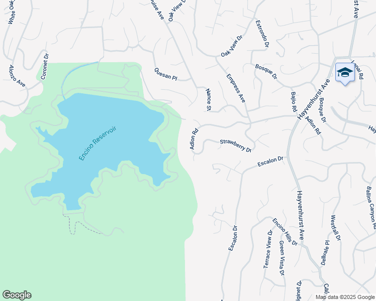 map of restaurants, bars, coffee shops, grocery stores, and more near 17177 Adlon Road in Los Angeles