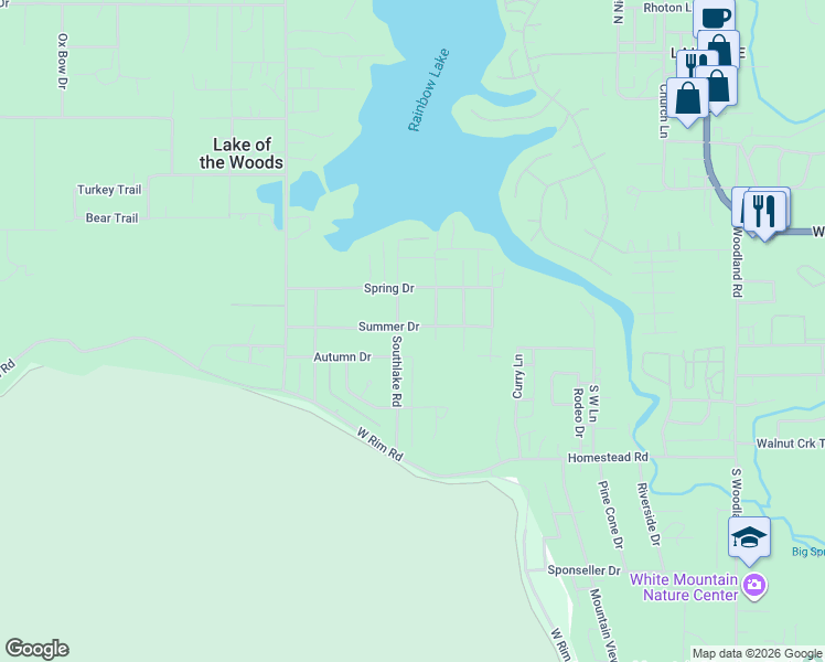 map of restaurants, bars, coffee shops, grocery stores, and more near 2761 Summer Drive in Lake of the Woods
