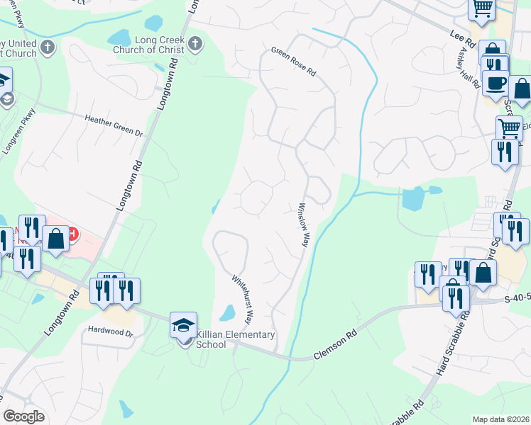 map of restaurants, bars, coffee shops, grocery stores, and more near 404 Thornfield Road in Columbia