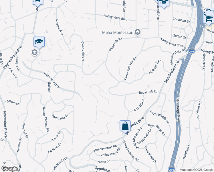 map of restaurants, bars, coffee shops, grocery stores, and more near 4019 Valley Meadow Road in Los Angeles