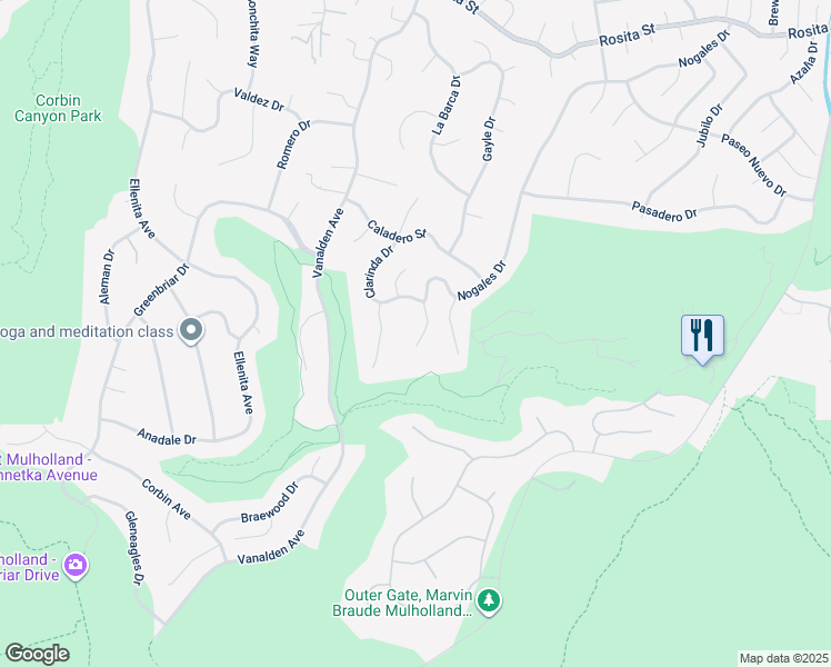 map of restaurants, bars, coffee shops, grocery stores, and more near 4015 Clarinda Drive in Los Angeles
