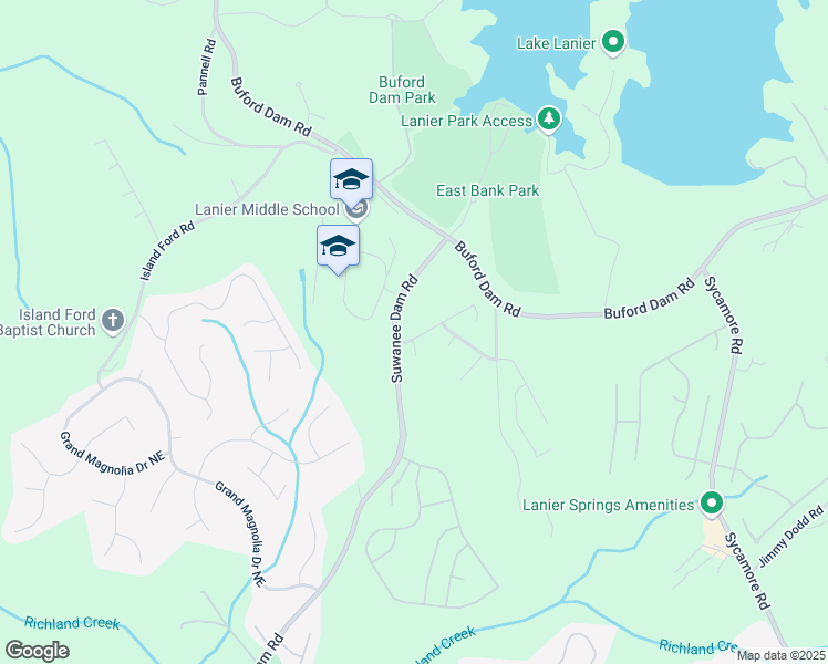 map of restaurants, bars, coffee shops, grocery stores, and more near 6414 Blue Water Drive in Buford