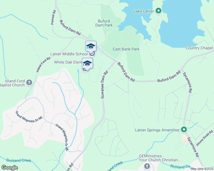 map of restaurants, bars, coffee shops, grocery stores, and more near 6414 Blue Water Drive in Buford