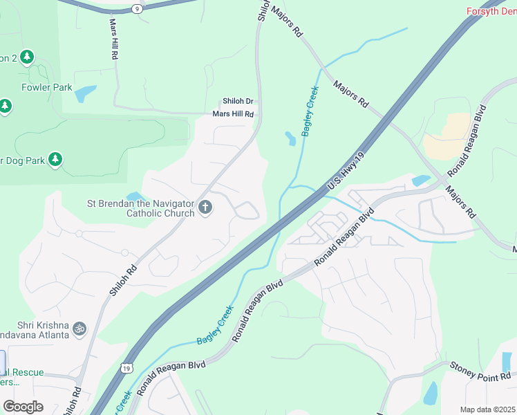 map of restaurants, bars, coffee shops, grocery stores, and more near 4840 Shiloh Springs Road in Cumming