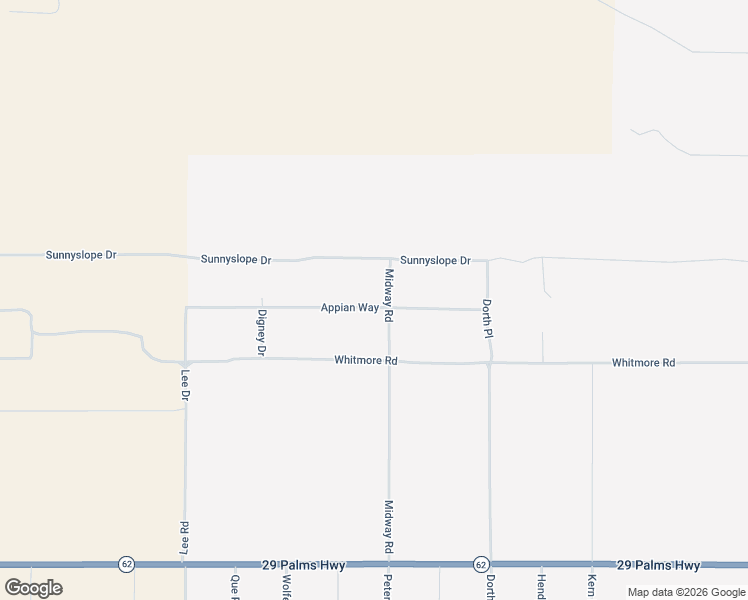 map of restaurants, bars, coffee shops, grocery stores, and more near 67676 Appian Way in Twentynine Palms