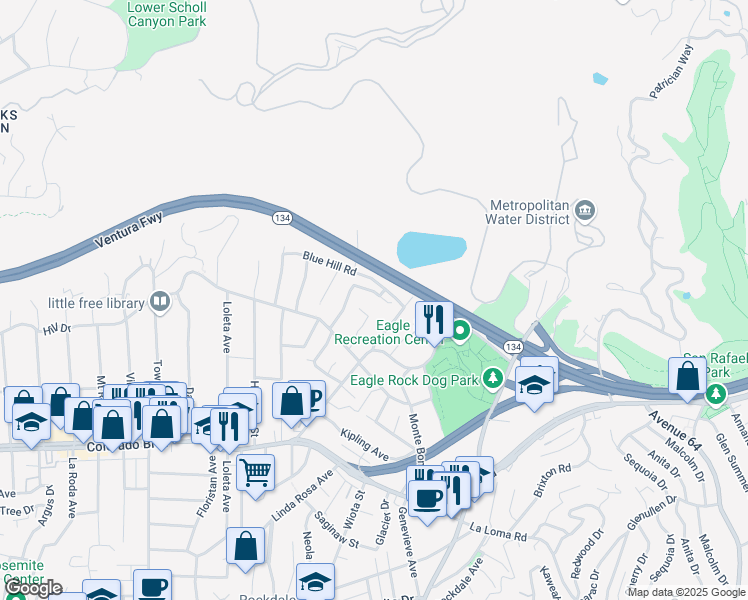 map of restaurants, bars, coffee shops, grocery stores, and more near 1242 Cedaredge Avenue in Los Angeles