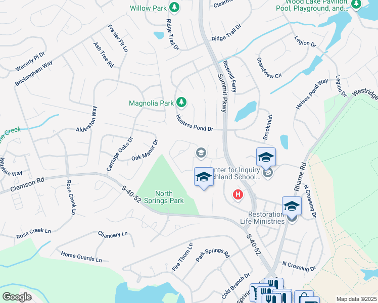map of restaurants, bars, coffee shops, grocery stores, and more near 11 Gatewood Way in Columbia