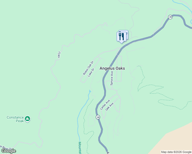 map of restaurants, bars, coffee shops, grocery stores, and more near 6011 Mountain Home Creek Road in Angelus Oaks