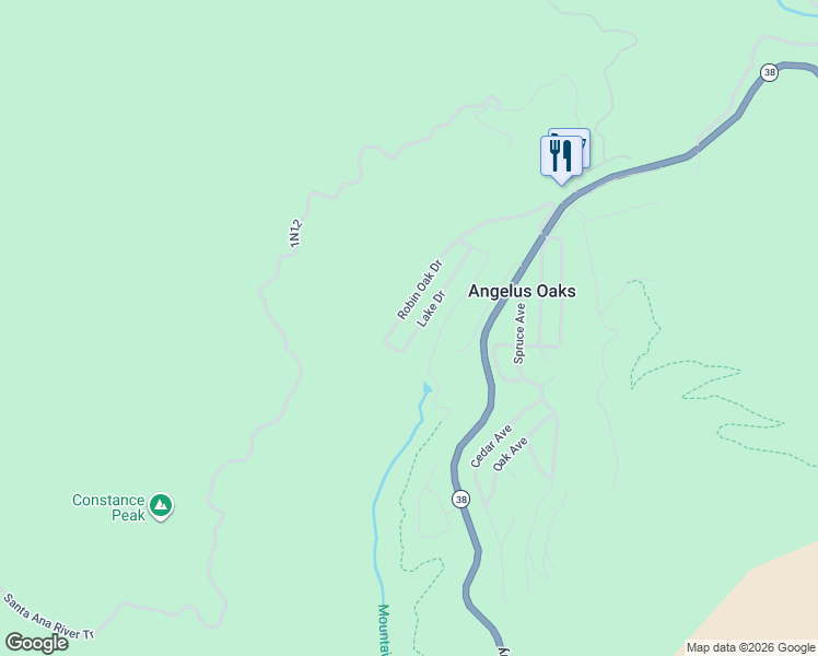 map of restaurants, bars, coffee shops, grocery stores, and more near 6028 Lake Drive in Angelus Oaks