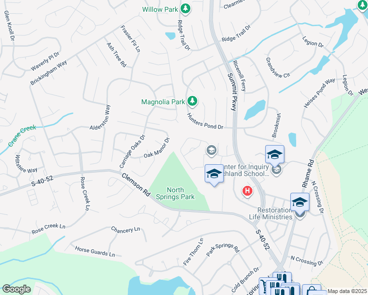 map of restaurants, bars, coffee shops, grocery stores, and more near 237 Curvewood Road in Columbia