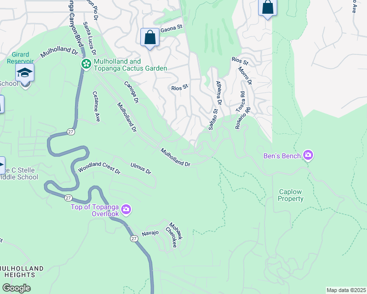 map of restaurants, bars, coffee shops, grocery stores, and more near 21248 Escondido Street in Los Angeles