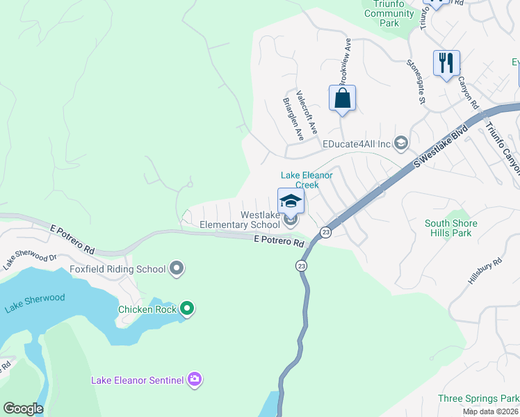 map of restaurants, bars, coffee shops, grocery stores, and more near 1643 Wellington Place in Westlake Village