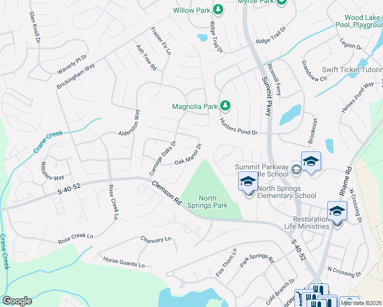 map of restaurants, bars, coffee shops, grocery stores, and more near 214 Oak Manor Drive in Columbia