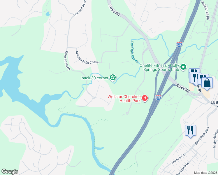 map of restaurants, bars, coffee shops, grocery stores, and more near 221 Stratford Falls Chase in Canton