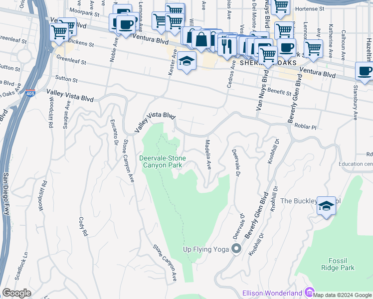 map of restaurants, bars, coffee shops, grocery stores, and more near 4166 Crisp Canyon Road in Los Angeles