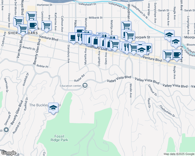 map of restaurants, bars, coffee shops, grocery stores, and more near 4114 Murietta Avenue in Los Angeles