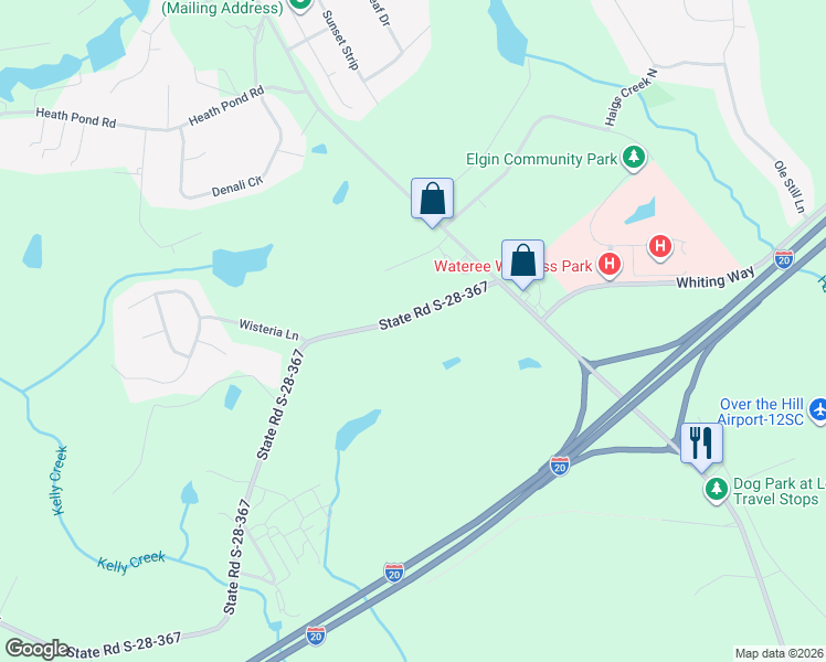 map of restaurants, bars, coffee shops, grocery stores, and more near 1947 State Road S-28-367 in Elgin