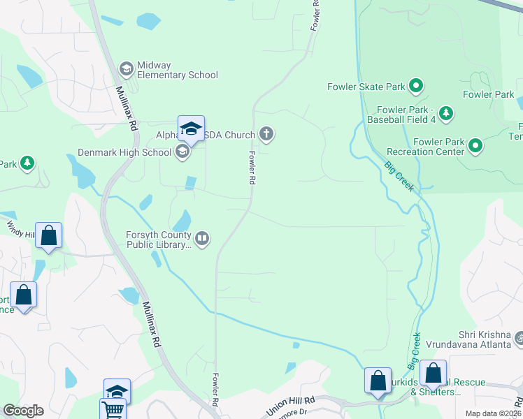 map of restaurants, bars, coffee shops, grocery stores, and more near 110 Fowler Hill Road in Alpharetta