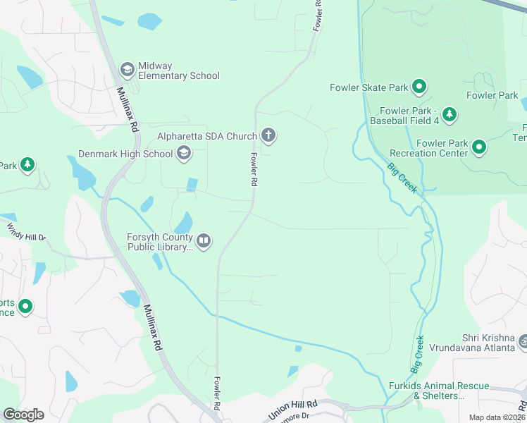 map of restaurants, bars, coffee shops, grocery stores, and more near 110 Fowler Hill Road in Alpharetta