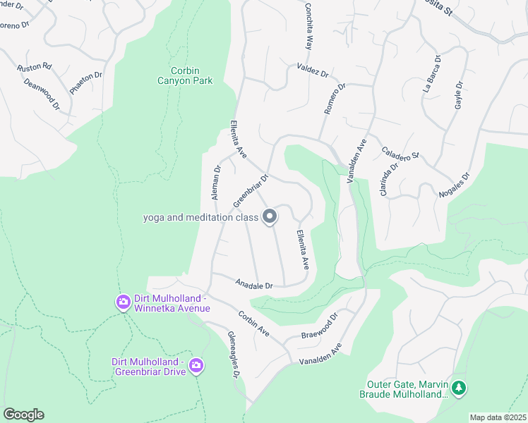 map of restaurants, bars, coffee shops, grocery stores, and more near 4133 Tarrybrae Terrace in Los Angeles