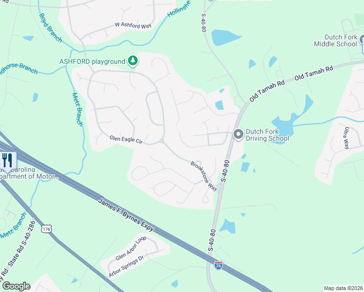 map of restaurants, bars, coffee shops, grocery stores, and more near 216 Brookstone Way in Irmo