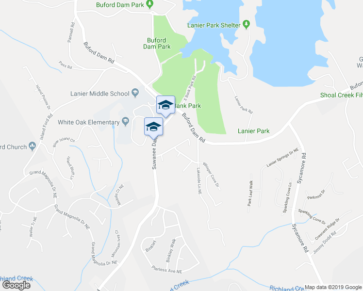 map of restaurants, bars, coffee shops, grocery stores, and more near 6477 Blue Water Drive in Buford