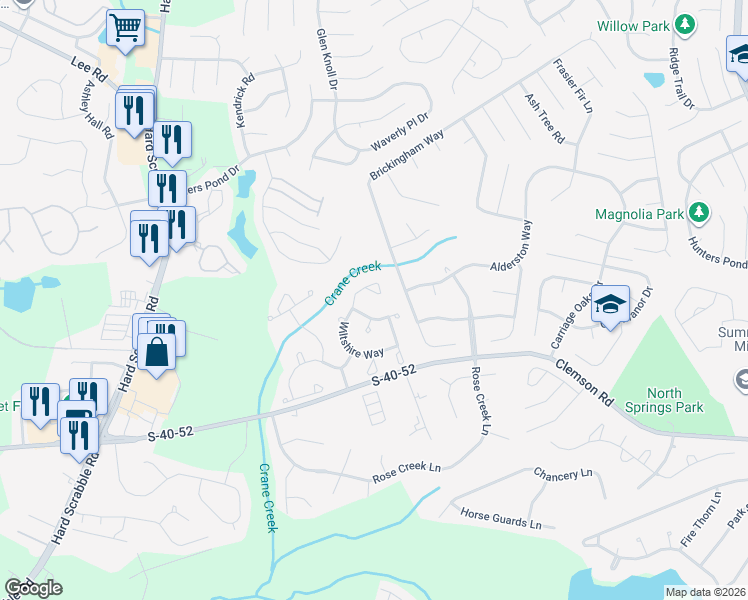 map of restaurants, bars, coffee shops, grocery stores, and more near 103 Newstead Way in Columbia