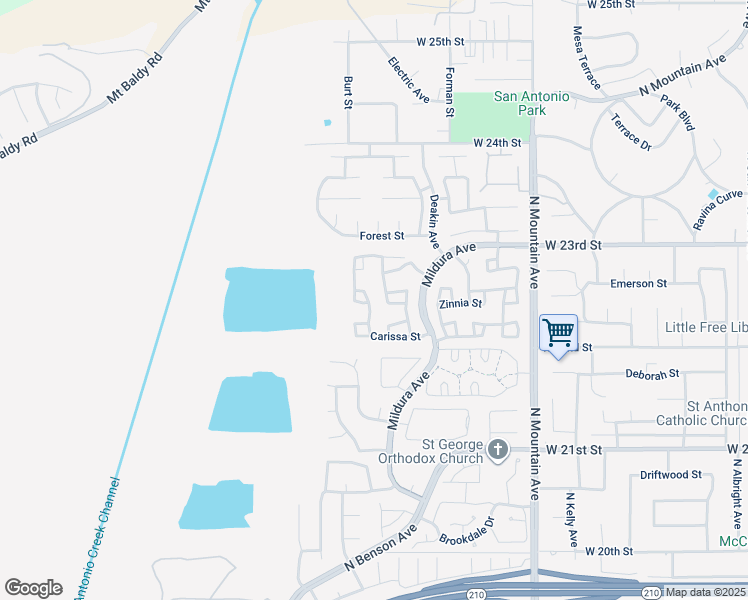 map of restaurants, bars, coffee shops, grocery stores, and more near 2248 Tulip Avenue in Upland