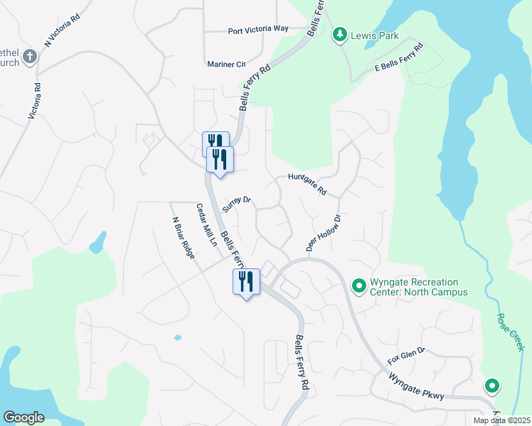 map of restaurants, bars, coffee shops, grocery stores, and more near 7102 Big Woods Drive in Woodstock