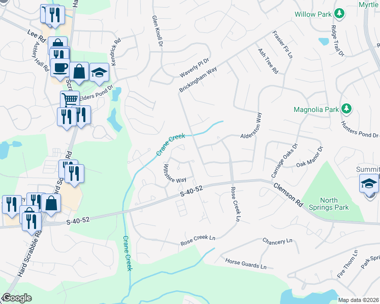 map of restaurants, bars, coffee shops, grocery stores, and more near 113 Newstead Way in Columbia