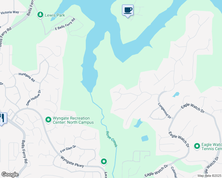 map of restaurants, bars, coffee shops, grocery stores, and more near 1336 Amberwood Drive in Woodstock