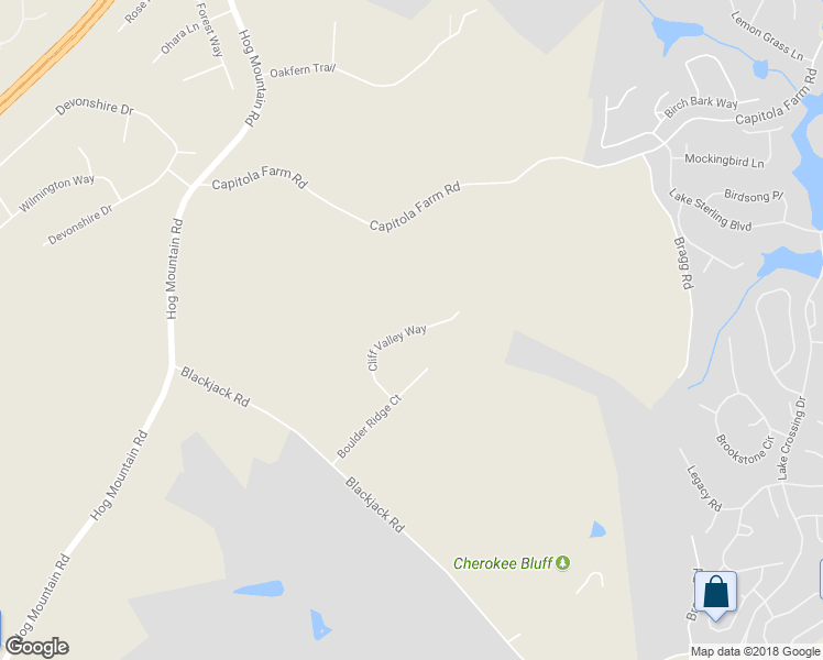 map of restaurants, bars, coffee shops, grocery stores, and more near 5861 Cliff Valley Way in Flowery Branch