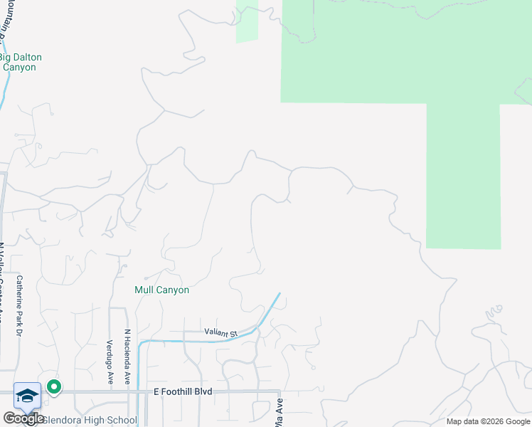 map of restaurants, bars, coffee shops, grocery stores, and more near 541 Gordon Highlands Road in Glendora