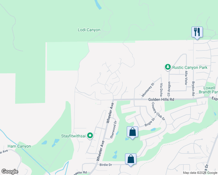map of restaurants, bars, coffee shops, grocery stores, and more near 5150 Mountain Springs Ranch Road in La Verne