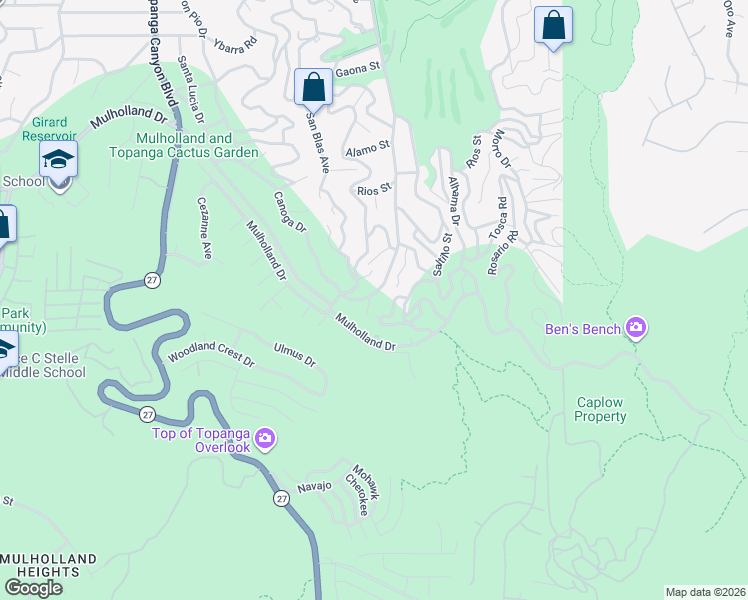map of restaurants, bars, coffee shops, grocery stores, and more near 4236 Canoga Avenue in Los Angeles