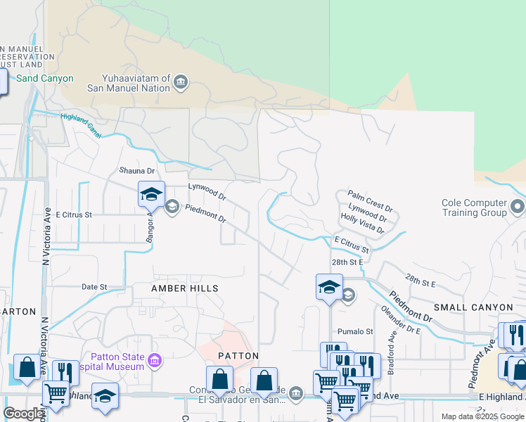 map of restaurants, bars, coffee shops, grocery stores, and more near 2963 North Orange Street in Highland