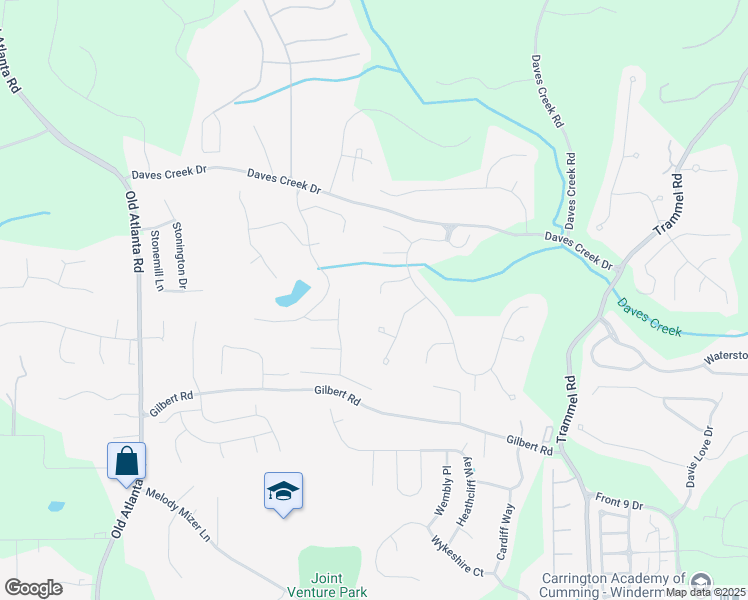 map of restaurants, bars, coffee shops, grocery stores, and more near 8360 Ainsworth Drive in Cumming