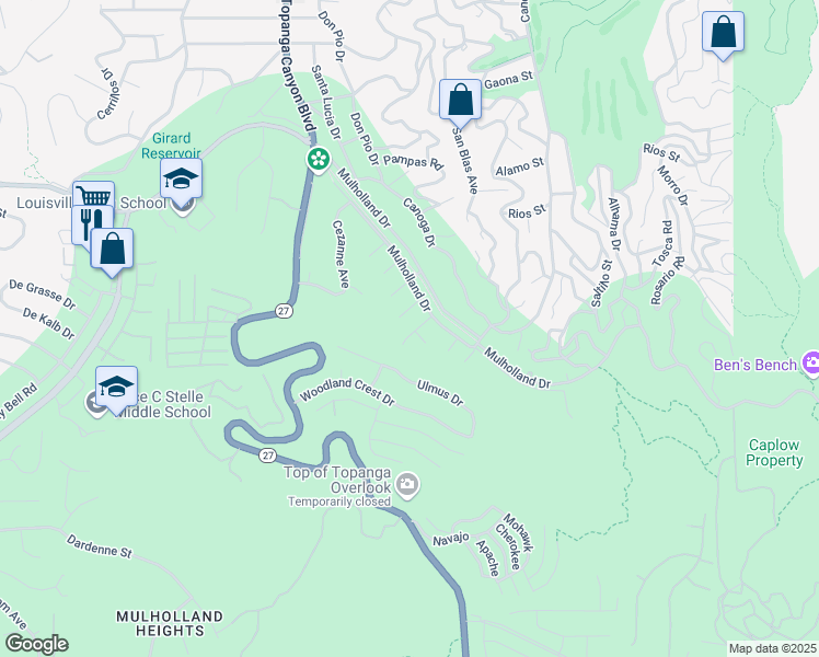 map of restaurants, bars, coffee shops, grocery stores, and more near 4121 Picasso Avenue in Los Angeles