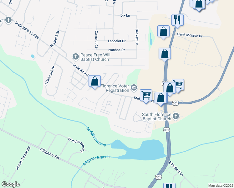 map of restaurants, bars, coffee shops, grocery stores, and more near 426 3rd Loop Road in Florence