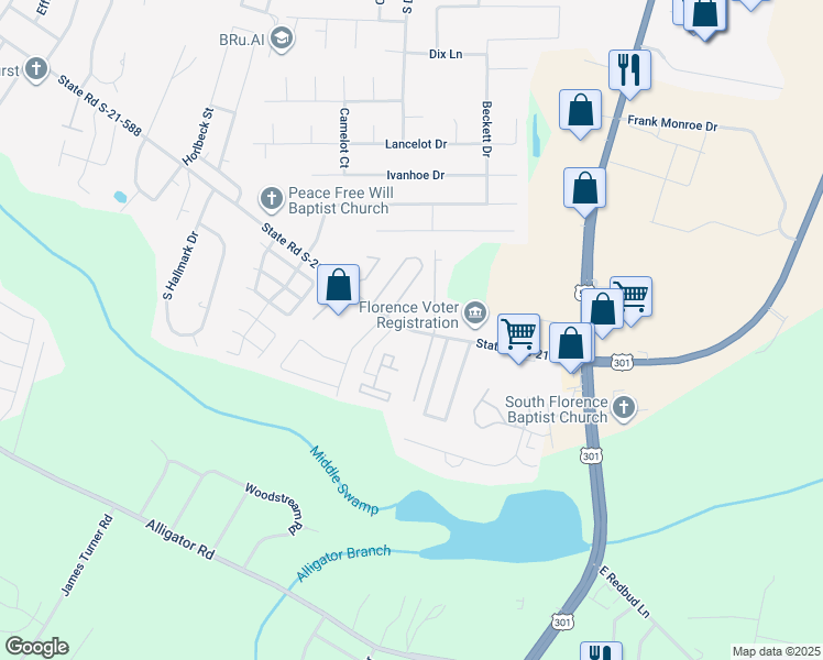 map of restaurants, bars, coffee shops, grocery stores, and more near 426 3rd Loop Road in Florence