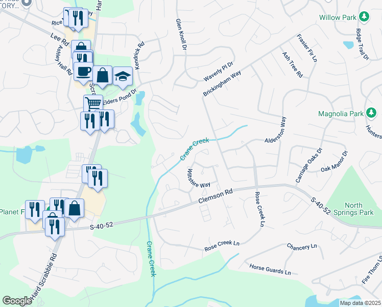 map of restaurants, bars, coffee shops, grocery stores, and more near 4 Wiltshire Circle in Columbia