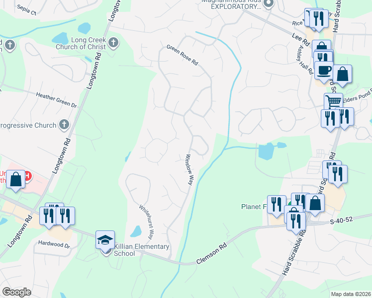 map of restaurants, bars, coffee shops, grocery stores, and more near 612 Winslow Way in Columbia