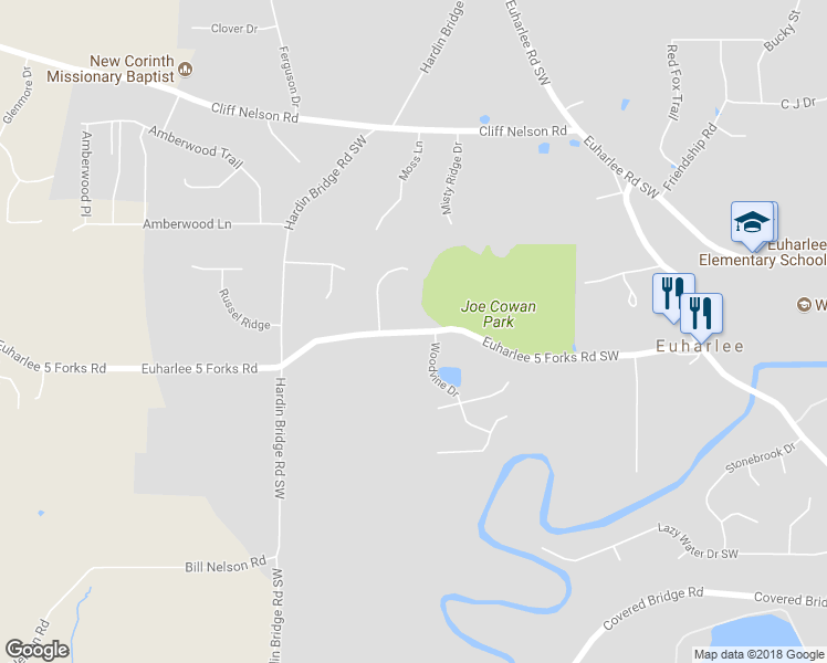 map of restaurants, bars, coffee shops, grocery stores, and more near 102 Euharlee 5 Forks Road Southwest in Euharlee