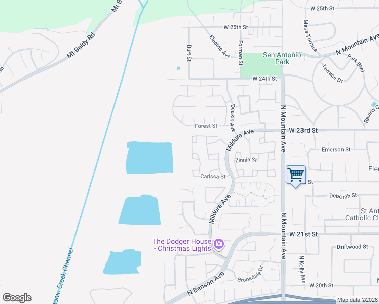 map of restaurants, bars, coffee shops, grocery stores, and more near 2257 Poppy Avenue in Upland