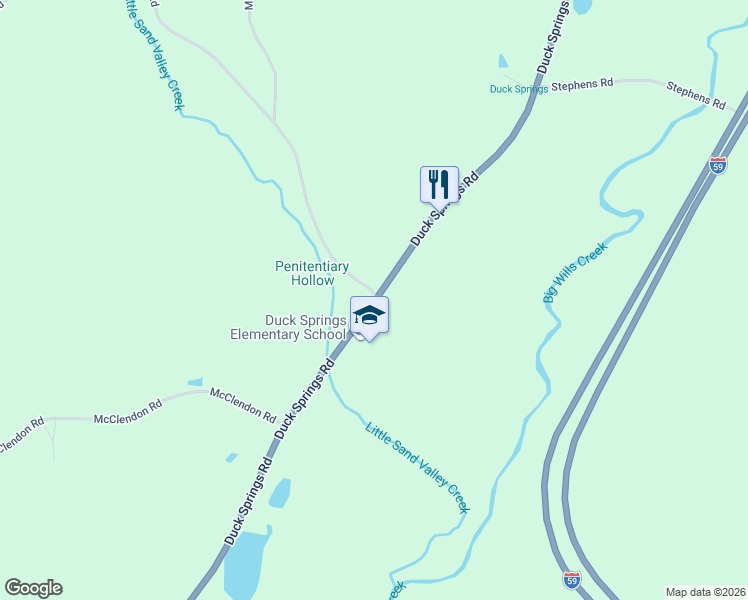 map of restaurants, bars, coffee shops, grocery stores, and more near 10379 Duck Springs Rd in Attalla