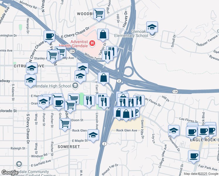 map of restaurants, bars, coffee shops, grocery stores, and more near in 