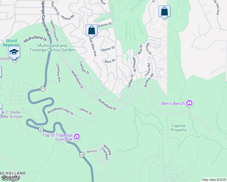 map of restaurants, bars, coffee shops, grocery stores, and more near 4254 Canoga Avenue in Los Angeles