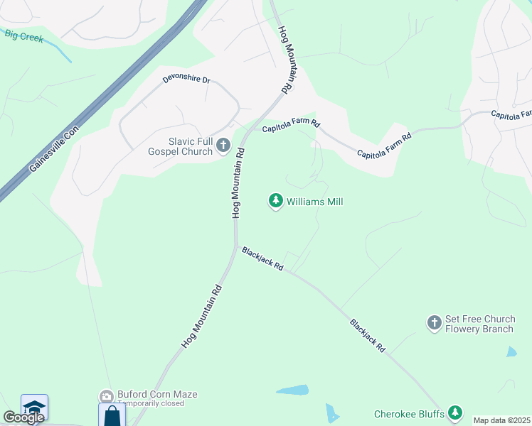 map of restaurants, bars, coffee shops, grocery stores, and more near 5565 Hog Mountain Road in Flowery Branch